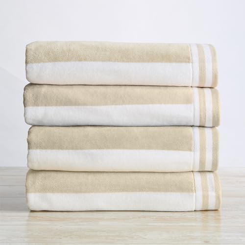 Great Bay Home 100 Cotton Velour 4-Pack Beach Towels Set