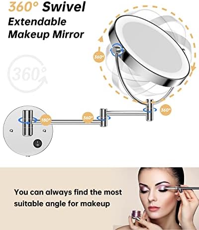 Gospire 85 Wall Mounted Lighted Magnifying Mirror with 360 Swivel