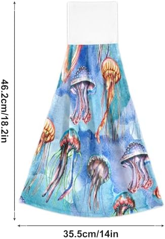 Watercolor Jellyfish Kitchen Hand Towels