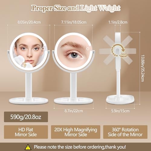 Double-Sided Makeup Mirror with Lights