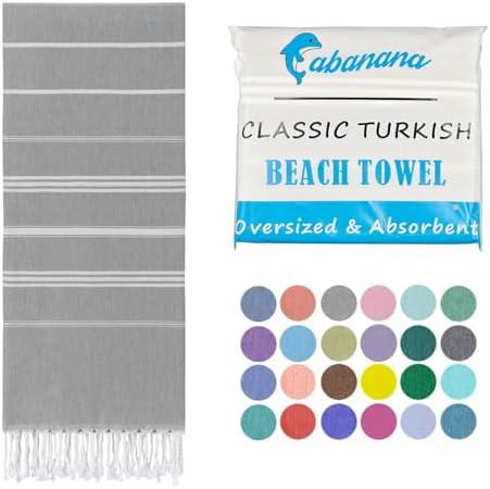 Cotton Turkish Beach Towel - Lightweight Sand Free Quick Drying Oversized Prewashed