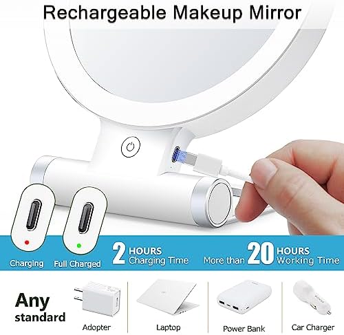 MIYADIVA 20X Magnifying Mirror with LED Light and Adjustable Handle