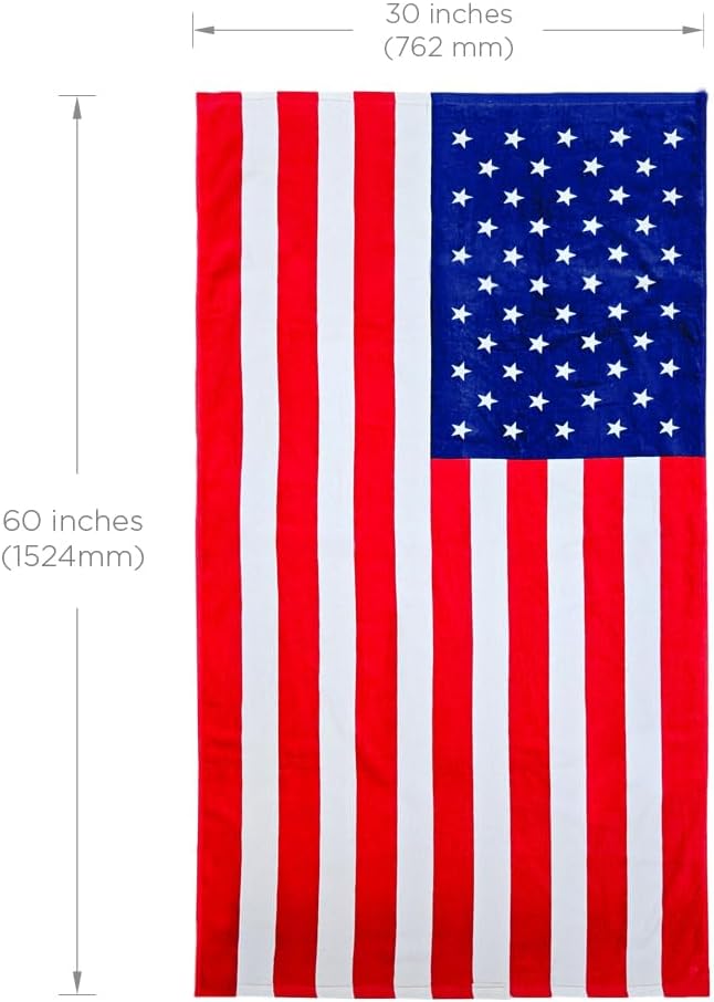 Patriotic American Flag Beach Towels Double-sided Velour Premium Quality