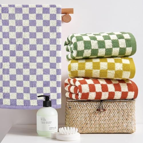 Jacquotha Bath Hand Towels 4-Piece Checkered Soft Absorbent
