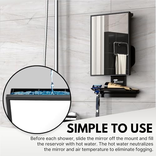 Fog-free Adjustable Shower Mirror with Squeegee Rust-Proof Crystal Clear