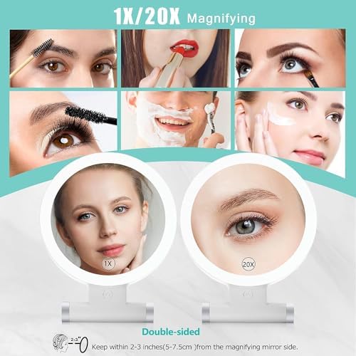 Elegant Dual-Sided Magnifying Mirror with Light for Makeup Travel