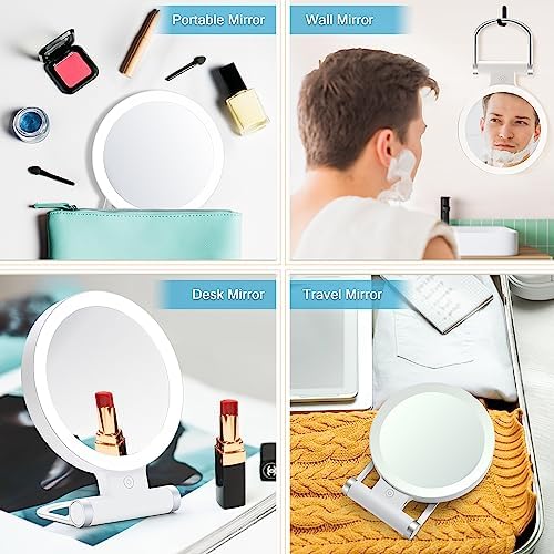 MIYADIVA 20X Magnifying Mirror with LED Light and Adjustable Handle