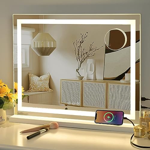 Sucedey Vanity Mirror Touch Screen Adjustable Lighting Detachable 10X Magnifier
