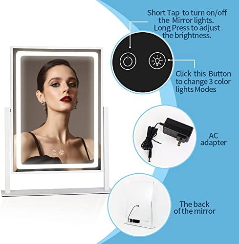 Lighted Makeup Mirror with 3 Colors White
