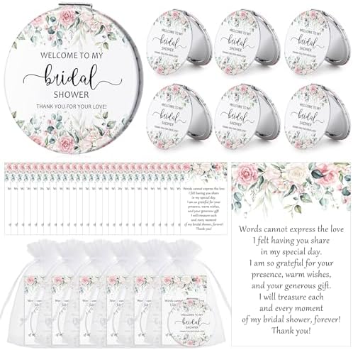 Elegant Bridal shower Favor Set with 24 compact makeup mirrors
