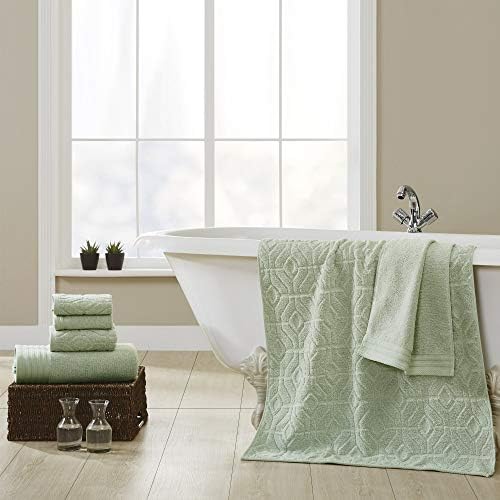 Amrapur Overseas 6-Piece Yarn Dyed Diamond Gate Jacquard Towel Set - Seafoam