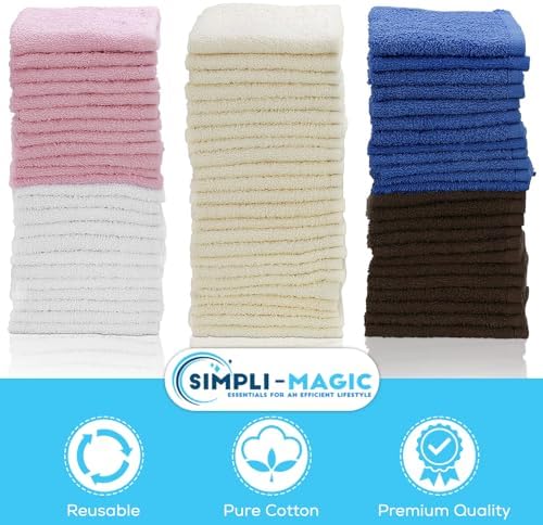 100 Cotton Washcloths Set - Multi Color