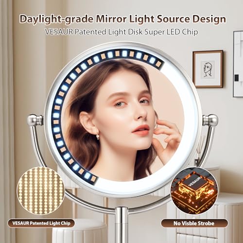 VESAURProfessional 85Large Lighted Makeup Mirror Pearl Nickel