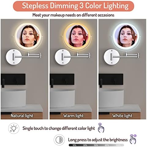 Chargable 3-Sided LED Makeup Mirror with Extendable Design