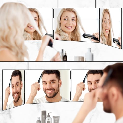 OLIBUY 3 Way Mirror for Haircutting Shaving Makeup