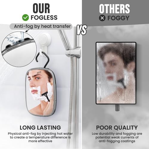TAILI Fogless Portable Shower Mirror for MenWomen - Shatterproof Easy Hanging