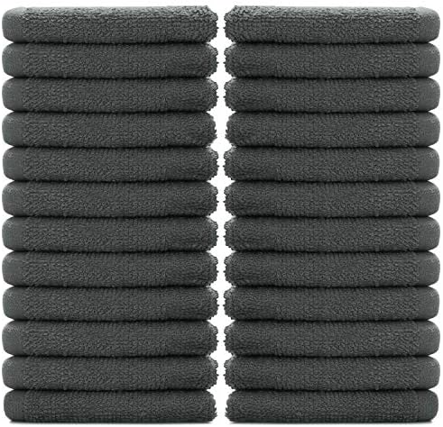 Premium 100 Cotton 24-Pack Washcloths Soft Plush Quick Dry Multi-Use