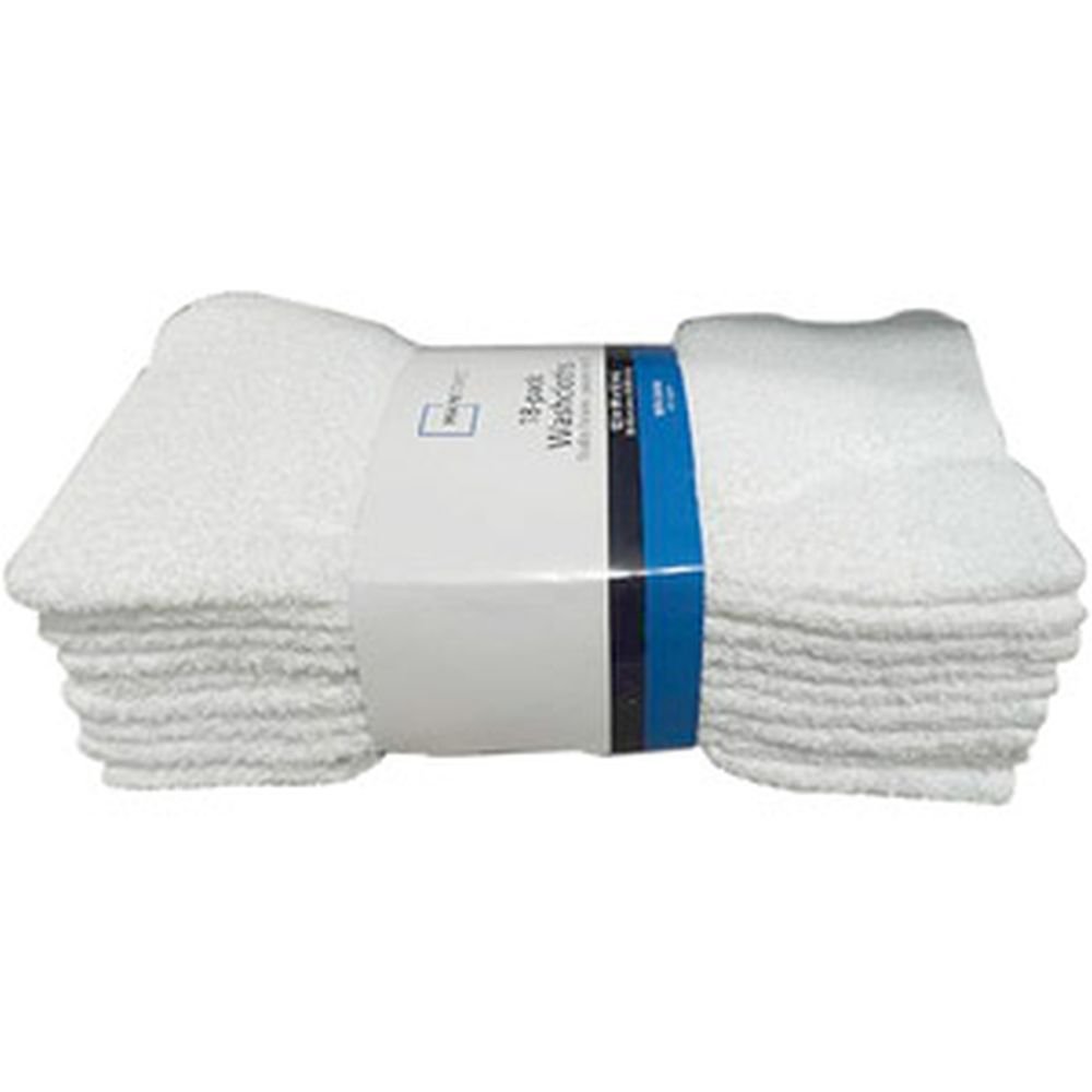 18 Count White Cotton Washcloths
