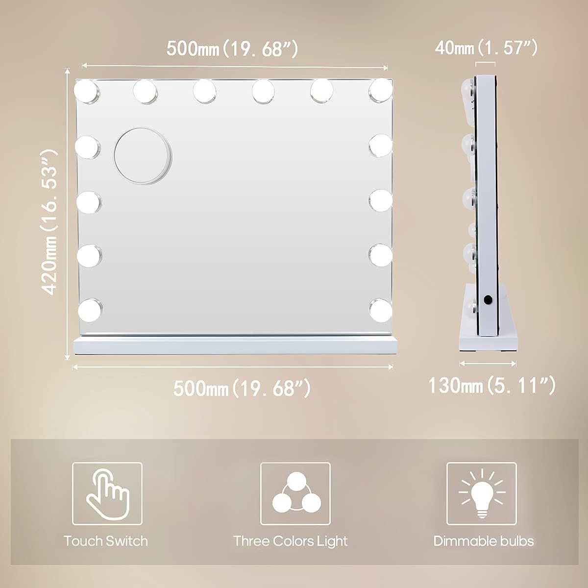 Hansong Smart Vanity Mirror with 14 LED and Touch for Makeup