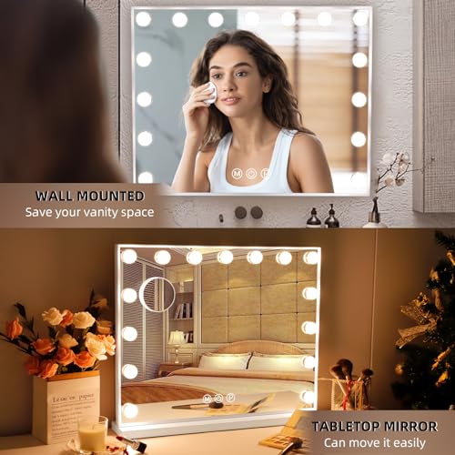 Hansong Vanity Mirror with 15 LED Bulbs 22x18 Make-up Mirror