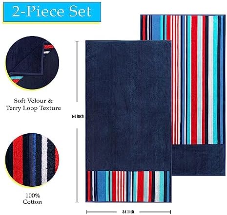 Superior Nautical Beach Towels Set 34x64