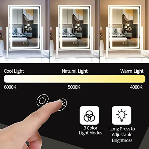Lighted Makeup Mirror with 3 Colors White