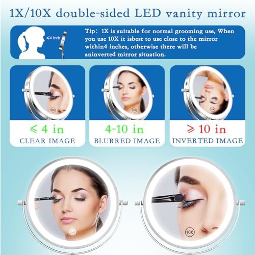 Vanity Mirror with Lights 7 Rechargeable 1x10x Lighted Makeup Mirror