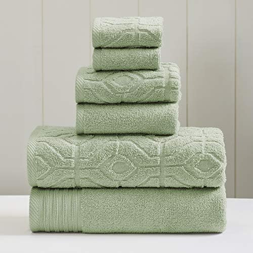 Amrapur Overseas 6-Piece Yarn Dyed Diamond Gate Jacquard Towel Set - Seafoam