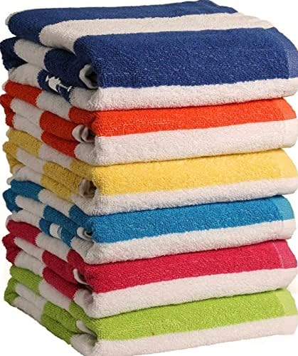 100 Cotton Quick-Dry Beach Towels - 6-Pack