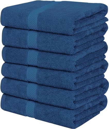 Utopia Medium Bath Towels Set 100 Cotton Quick Drying and Absorbent Navy