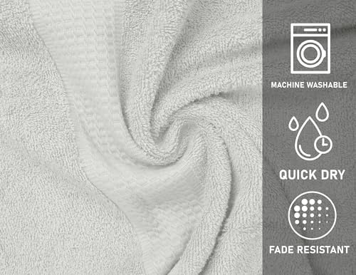 Zuperia Premium 100 Cotton Lightweight Absorbent 30x60-inch 4-Pack Cloud Grey