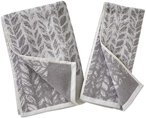SKL Home Distressed Leaves Hand Towel Gray 16 x 26 2 Count