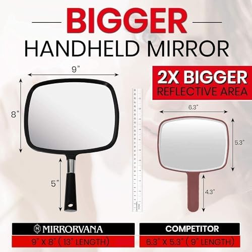Mirrorvana Large Hand Mirror with Comfy Handle Your Pro-Professional Choice