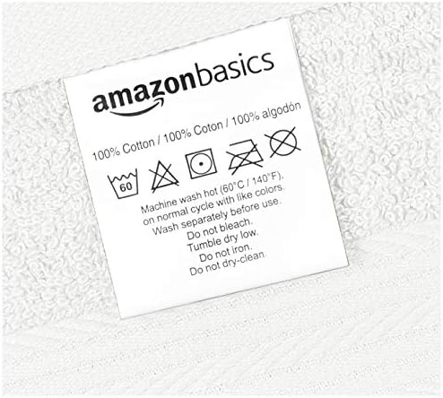 Amazon Basics Cotton Washcloths for Face 12-Pack White 12x12