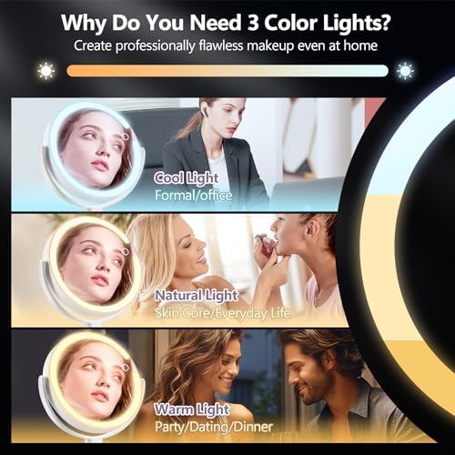 Perfect Dual-Sided 1x20x Magnifying Mirror with Lights Touch Switch