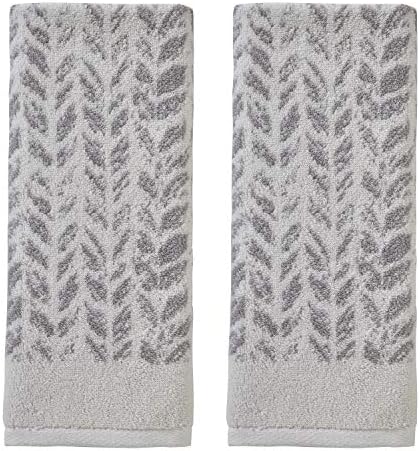 SKL Home Distressed Leaves Hand Towel Gray 16 x 26 2 Count