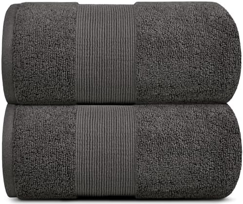 White Classic Resort Bath Sheet Towels 2 Pack - Charcoal