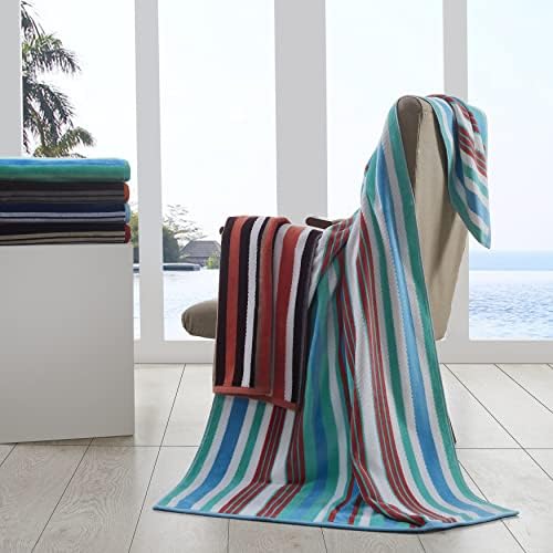 Set of 2 100 Cotton ripped stripes soft absorbent beach towel