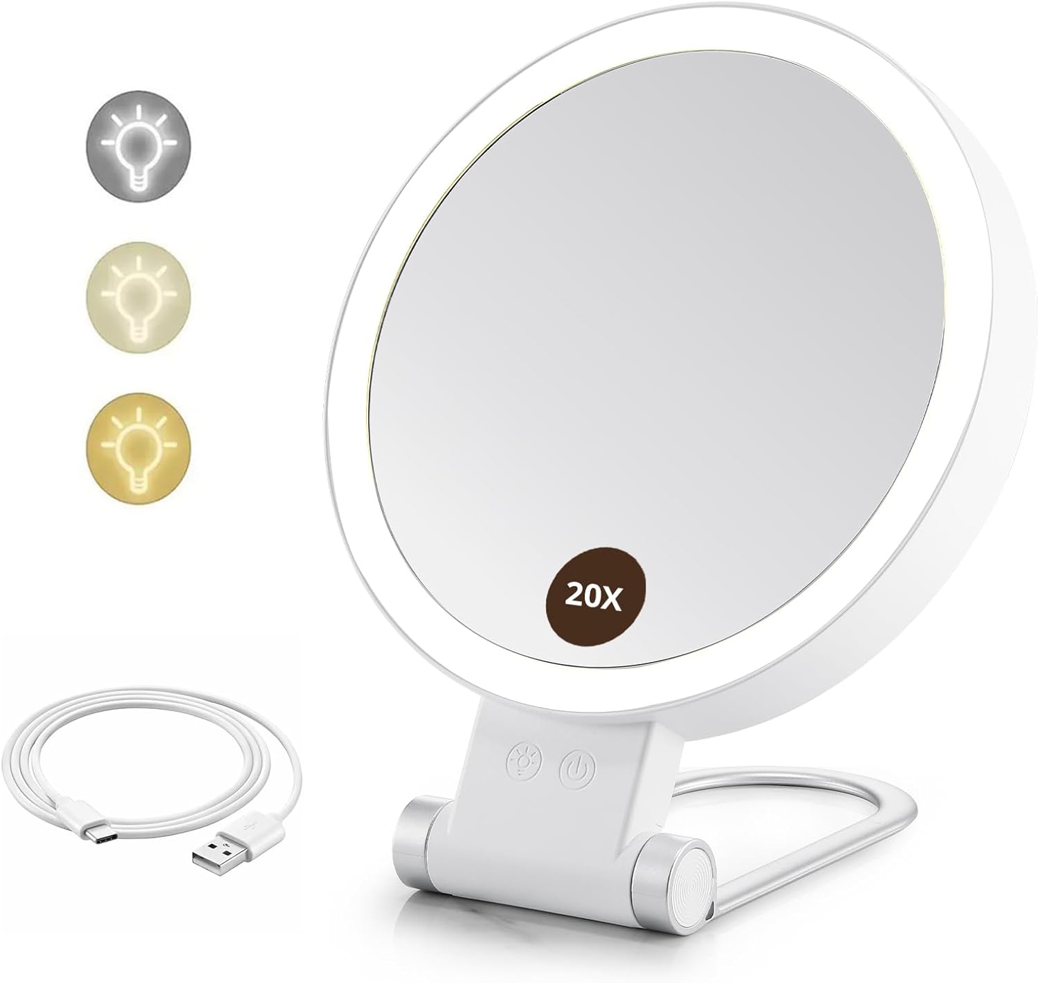20X Magnifying Mirror with Light for Makeup Travel