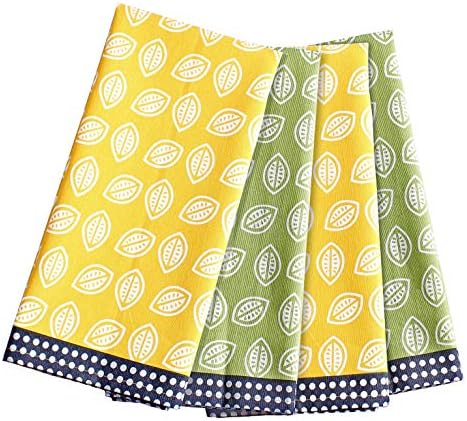 AccentHome 4-Piece Cotton Kitchen Towels Set Lemon Print 20x28