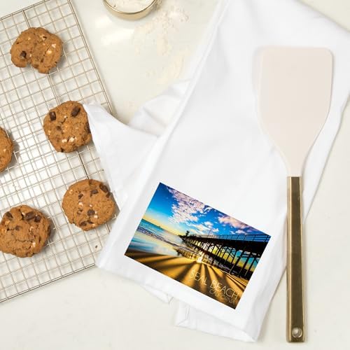 Lantern Press California Seal Beach Pier at Sunset 100 Cotton Beach Towel