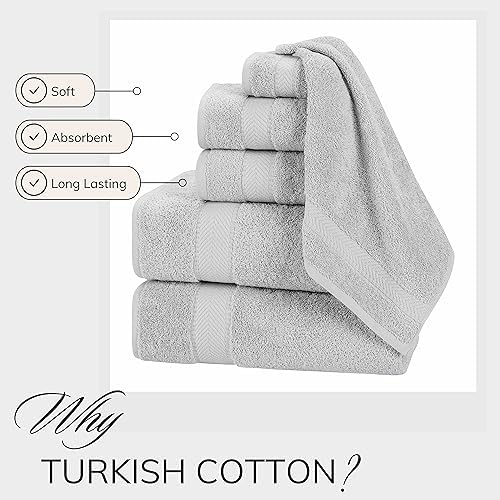 TEXTILOM 100 Turkish Cotton Towel Set Light Grey 6 Pcs Bath Towels