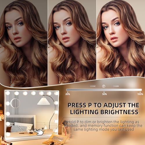 Hansong Vanity Mirror with 15 LED Bulbs 22x18 Make-up Mirror