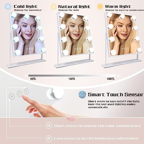 COOLJEEN 9 LED Vanity Mirror with 10X Magnification