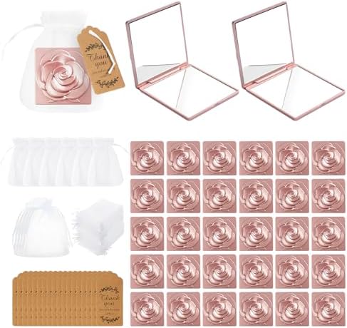 Stylish 30-Piece Rose Compact Mirror Set for Weddings