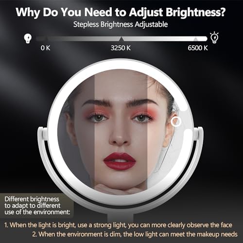 Perfect Dual-Sided 1x20x Magnifying Mirror with Lights Touch Switch