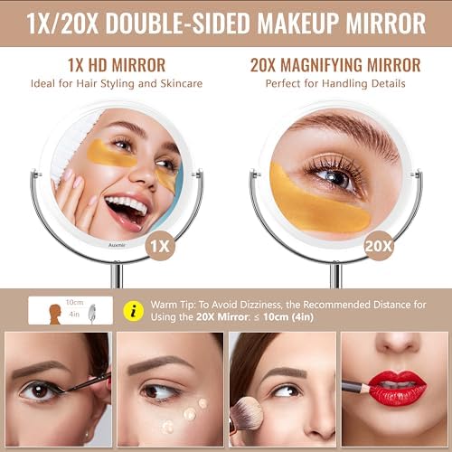 Double-Sided 20X Magnifying Makeup Mirror with 360 Rotation