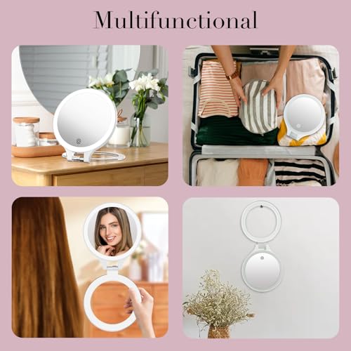FASCINATE Rechargeable Travel Magnifying Mirror with 10X Increments