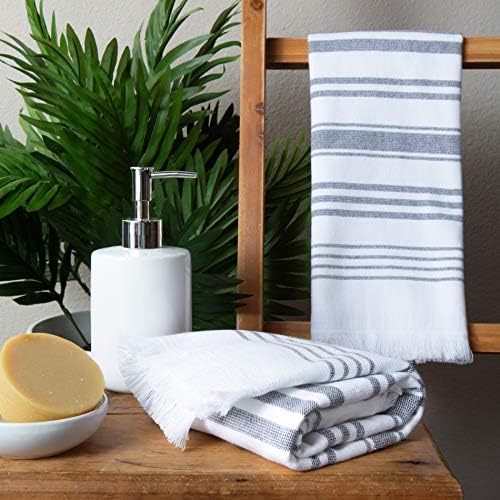 Modern Turkish White Hand Towels Set of 2