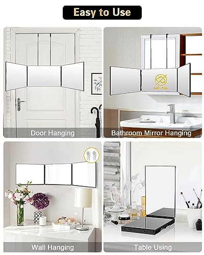 360 Self Hair Cutting Mirror - Clear Anti-Fog HD Glass